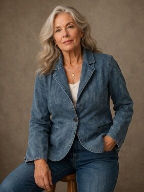 VTG Quacker Factory Denim Jacket Sequins- 1X